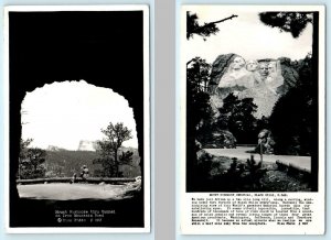 2 RPPC Postcards MOUNT RUSHMORE, South Dakota SD ~ View Thru TUNNEL Rise Photos