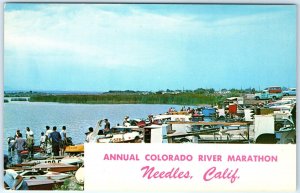 c1950s Needles, CA Annual Colorado River Marathon Chrome Photo Postcard Boat A89