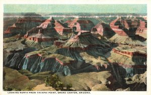 Grand Canyon Arizona AZ, 1921 Looking North From Yavapai Point, Vintage Postcard