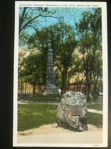 Vintage Postcard 1931 Civil War Veterans' Monument City Park Mason City Iowa IA