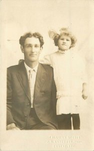 c1910 RPPC Sweet Father Daughter Portrait; Lee & Ruby Pitts, Tollman, Eugene OR