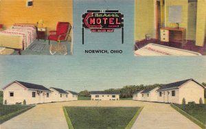 LPS46 NORWICH Ohio Baker's Motel Views Postcard