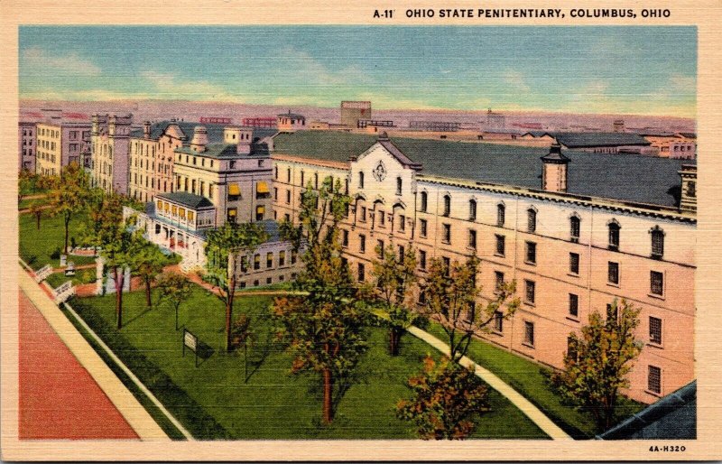 Vtg Columbus OH Ohio State Penitentiary Prison 1930s Old Linen View Postcard