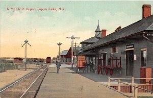 J41/ Tupper Lake New York Postcard c1910 NYC Railroad Depot Station 224