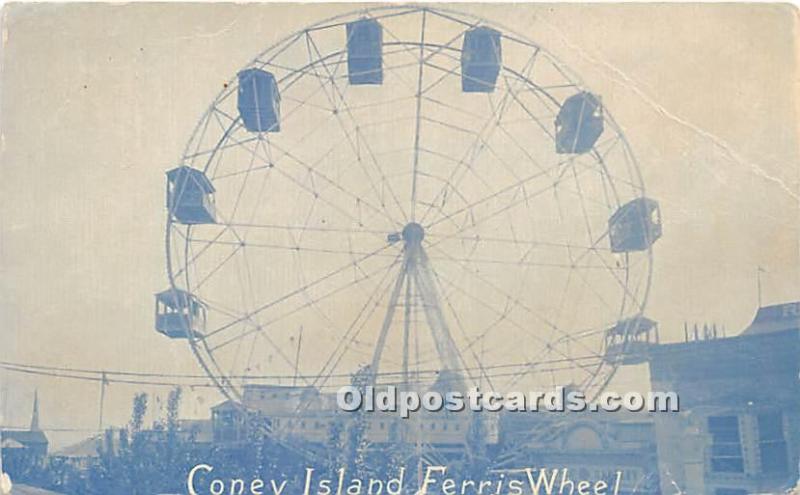 Ferris Wheel Coney Island, NY, USA Amusement Park Writing on back 