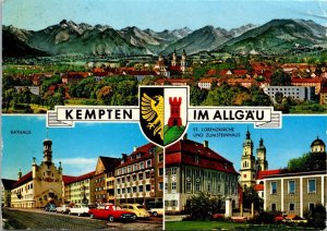 VINTAGE CONTINENTAL SIZE POSTCARD MULTIPLE VIEWS OF KEMPTEN GERMAN ALLGAU REGION