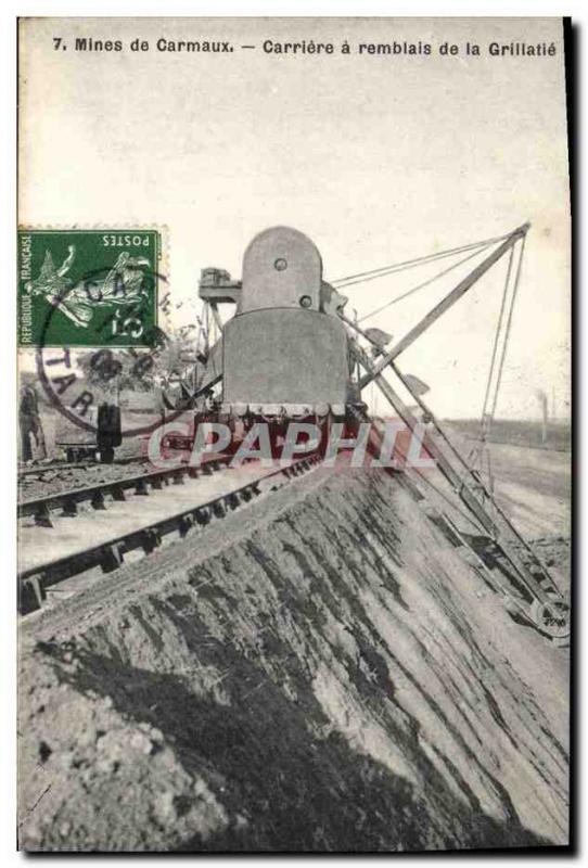 Old Postcard Ardoisieres Mines Carmaux Carriere fill the Grillatie TOP