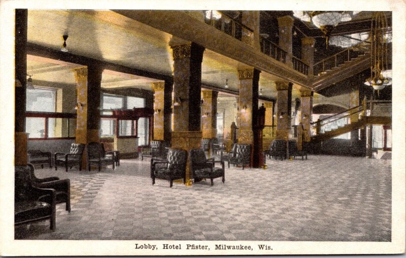 Postcard Lobby at Hotel Pfister in Milwaukee, Wisconsin