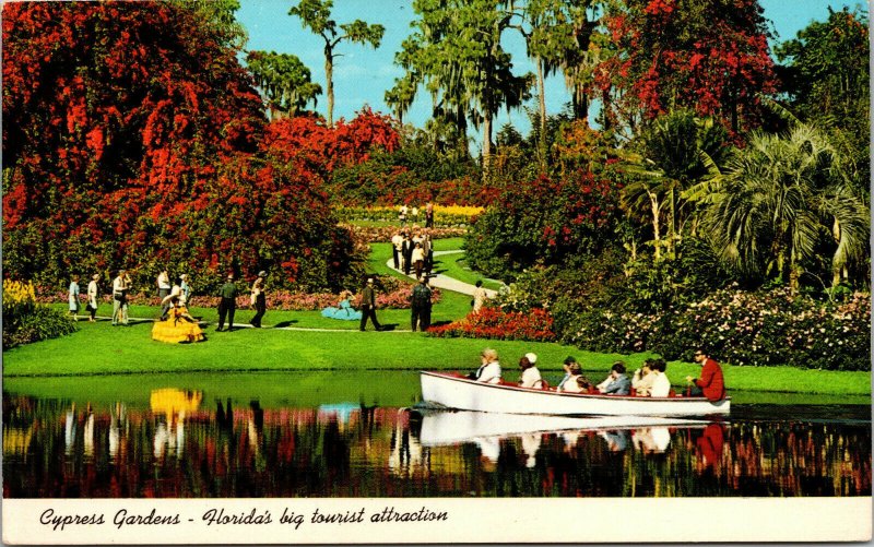 Vtg Cypress Gardens Fairyland of Flowers Line Winding Paths Florida FL Postcard