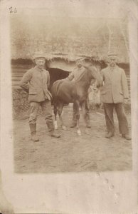 RPPC WWI, German Soldiers, Horse, Colt, 1916, Uniforms, Feldpost, Blacksmith?