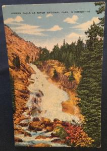 Postcard Unused Hidden Falls Teton National Park-10 WY LB