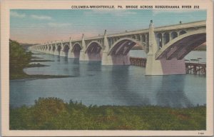 Postcard Columbia Wrightsville PA Bridge Across Susquehanna River