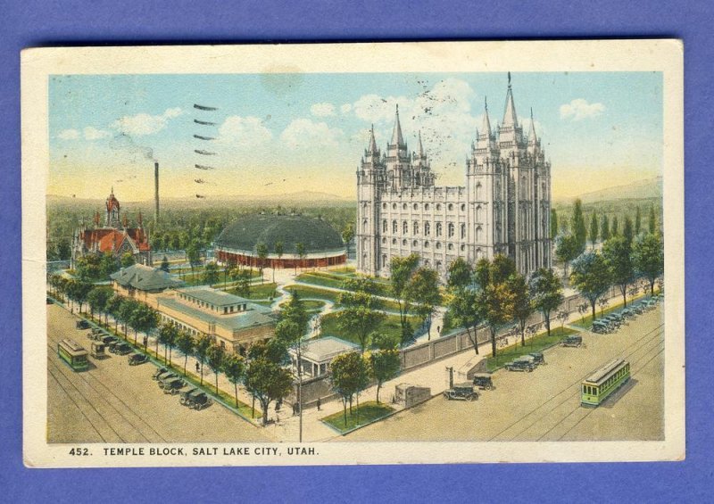 Salt Lake City, Utah/UT Postcard, Temple Block, 1924!