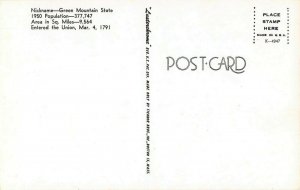 LPM65 Vermont Map Chrome Postcard The Green Mountain State