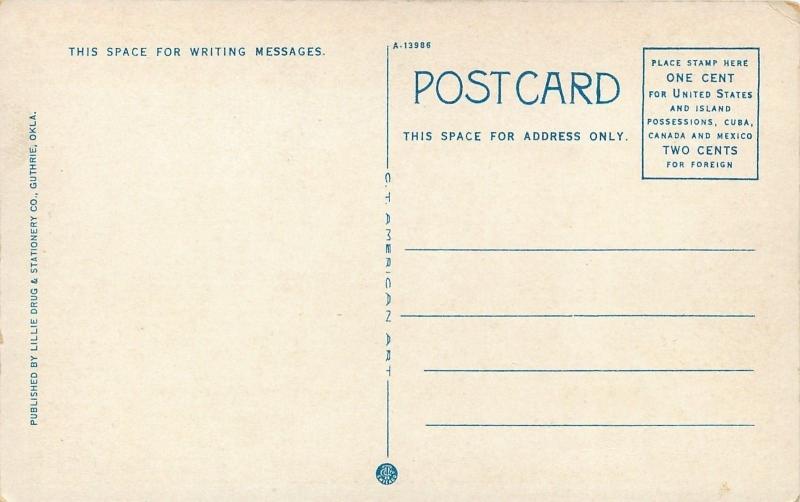 Guthrie Oklahoma~Masonic Temple~1920's Postcard