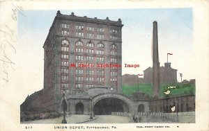 PA, Pittsburgh, Pennsylvania, Union Railroad Depot, Illustrated Post Card No 517