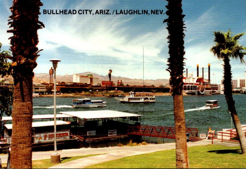 Nevada View Of Laughlin and Bullhead City Arizona Looking At Casino Row