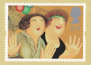 Girls On The Town Bouncers Beryl Cook Stamp RMPQ Painting Postcard