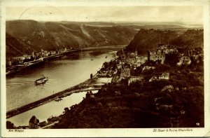 RPPC St Goar Ruine Rheinfels Germany Real Photo Postcard 1928