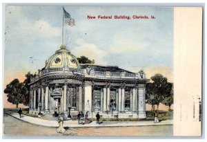 Clarinda Iowa IA Postcard New Federal Building Exterior Roadside 1916 Antique