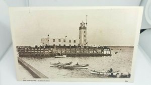 The Lighthouse Scarborough Yorkshire Antique Vintage Postcard