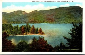 New York Lake George Northwest Bay and Tongue Mountain Curteich