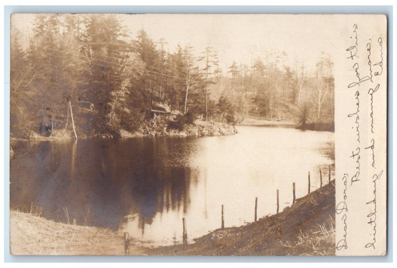 1905 View Of Pond Lake Hoosick Falls New York NY Antique RPPC Photo Postcard 