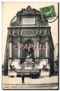 Old Postcard Paris stop 6 La Fontaine St Michel