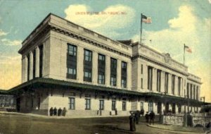 Union Station, Baltimore, Maryland, MD, USA Railroad Train Depot 1914 close t...