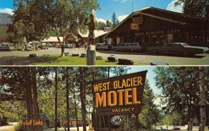 WEST GLACIER MOTEL Glacier Nat'l Park, Montana Roadside c1960s Vintage Postcard