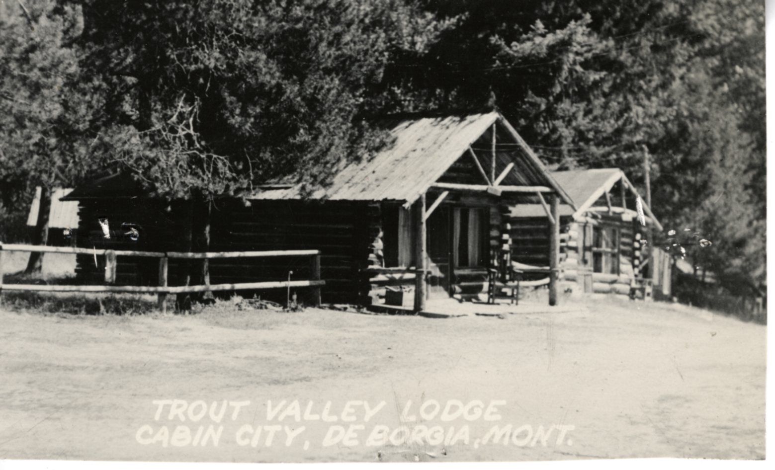 Trout Valley Lodge Cabin City De MT Montana RPPC Postcard D19