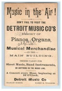 Music In The Air, Detroit Music Co's Pianos Main Building Concert Trade Card L9