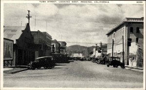 Redding California CA Yuba Street Scene Vintage Postcard