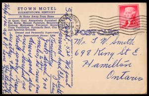 Kentucky E'Town Motel ELIZABETHTOWN Hwy US 31 W State Rte 61 - pm1954 - LINEN