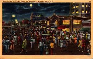 New Jersey Atlantic City Boardwalk In Front Of Traymore At Night 1950