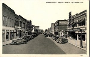 MARKET STREET LOOKING NORTH, COLUMBUS, MISSISSIPPI Vintage Postcard JZ14