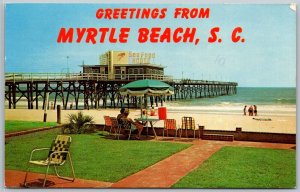 Myrtle Beach South Carolina 1967 Postcard Ocean Plaza Pier Beach