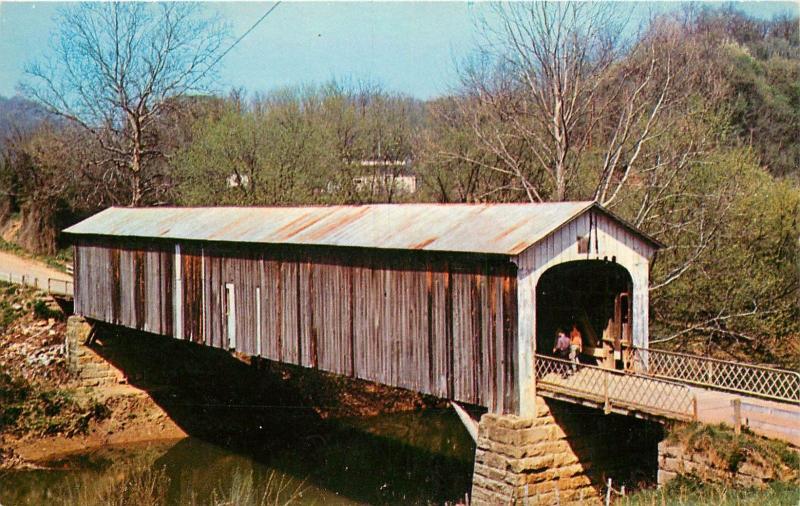 COW RUN BRIDGE - COVERED WOODEN BRIDGE  #25 MARIETTA, OHIO POST CARD - 66048