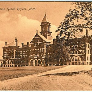 1908 Grand Rapids, MI Soldiers' Home Litho Photo Postcard Veterans' Facility A21