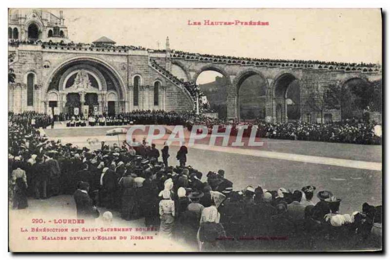 Old Postcard The High Lourdes Praesens the blessing of the Holy Sacrament to ...