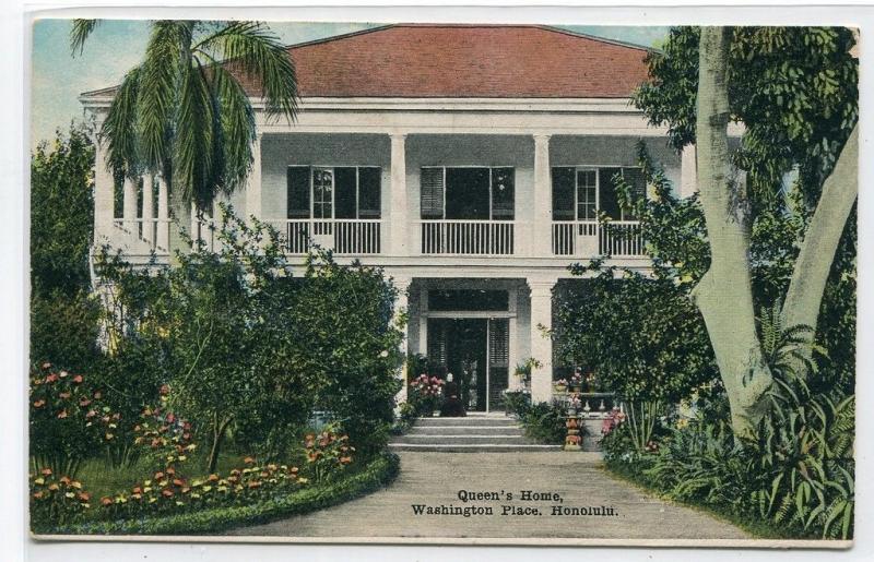Queen's Home Washington Place Honolulu Hawaii 1910c postcard