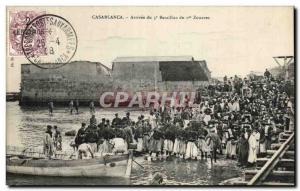 Old Postcard Casablanca Arrival of the 3rd Battalion of the 1st Zouaves Moroc...