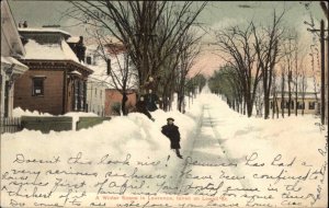 Lawrence Massachusetts MA Children in High Snow Banks c1910 Vintage Postcard