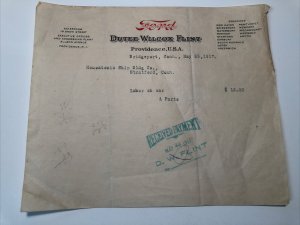 1917 FORD THE UNIVERSAL CAR Dutee Wilcox Flint Providence CT Invoice Letterhead