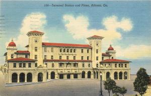 Vintage Linen Postcard; Terminal Station & Plaza, Atlanta GA, posted