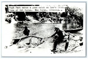 Man Cached Big Fish Lee's Creek Home Bob Burns Van Buren AR RPPC Photo Postcard