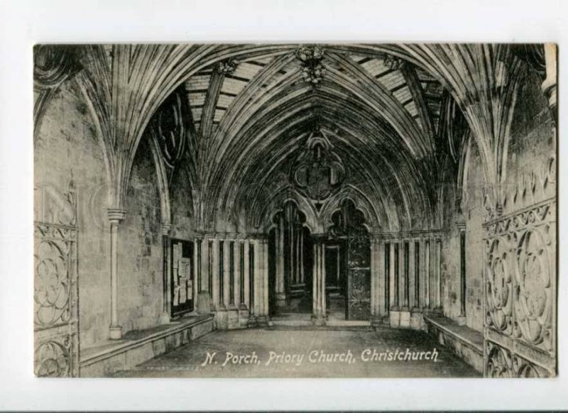 289581 UK CHRISTCHURCH Porch Priory Church Vintage 1913 year RPPC