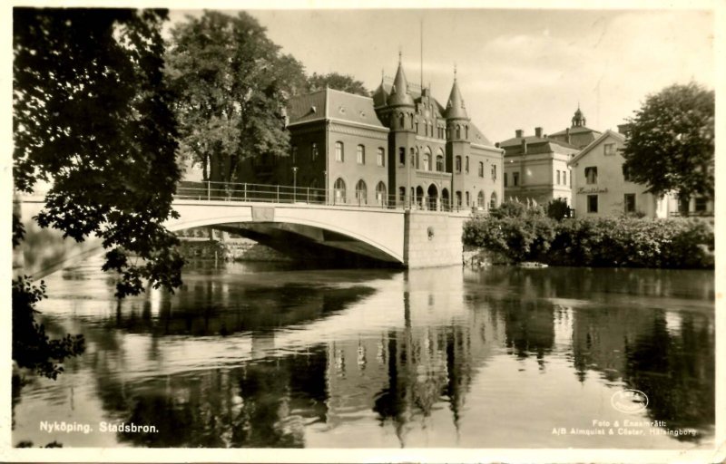 Sweden - Nykoping. Stadsbron (city bridge) *RPPC