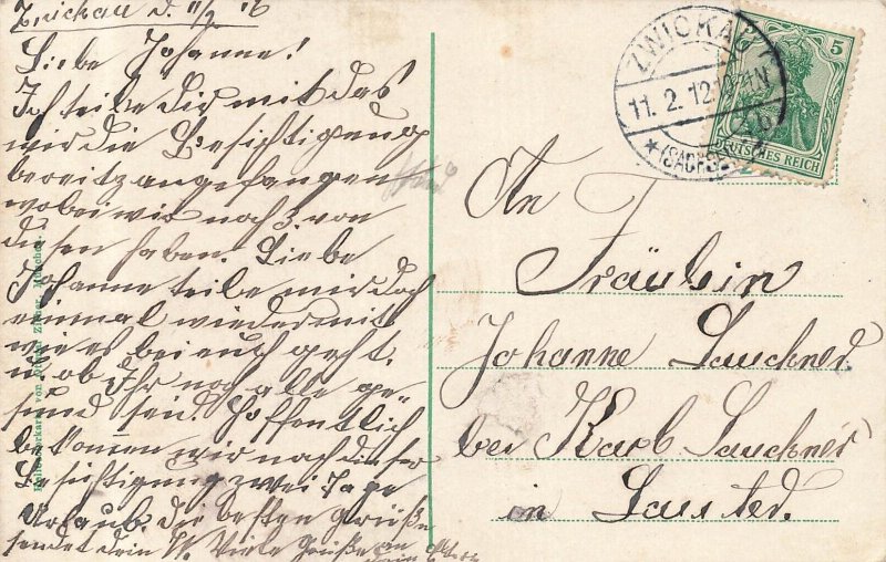 Zwickau Germany~Hauptmarkt-Ingenieurschule-Kremetorium-Bahnhof~1912 Postcard