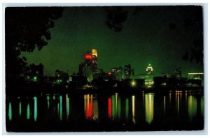 c1960 Skyline Night Kentucky Shore River Exterior View Cincinnati Ohio Postcard